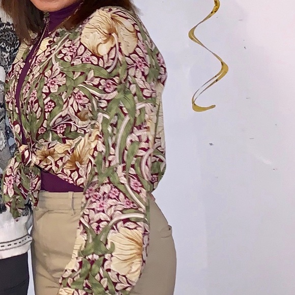 floral chiffon morris & co x h&m collab button up - Picture 2 of 4